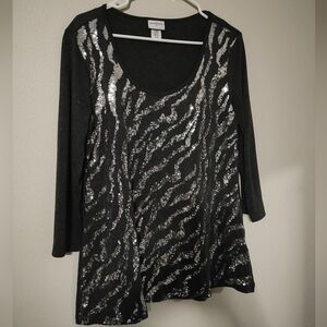Jaclyn Smith Sequin Tiger Top LG